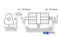 Fox Uni-Schalldämpfer dreieck mit Kammer + Stutzen - Abw. 725 191x252mm, d1Ø 101,6mm (außen), d2Ø 101,6mm (innen), Länge: 420mm