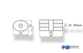 Fox Uni-Schalldämpfer oval ohne Stutzen mit Kammer - Abw. 754 278x192mm, d1Ø 45mm, Länge: 420mm