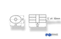 Fox Uni-Schalldämpfer oval ohne Stutzen mit Kammer - Abw. 754 278x192mm, d1Ø 50mm, Länge: 420mm