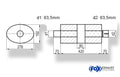 Fox Uni-Schalldämpfer oval mit Kammer + Stutzen - Abw. 754 278x192mm, d1Ø 63,5mm (außen), d2Ø 63,5mm (innen), Länge: 420mm