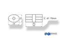 Fox Uni-Schalldämpfer oval ohne Stutzen mit Kammer - Abw. 754 278x192mm, d1Ø 70mm, Länge: 420mm