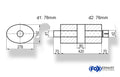 Fox Uni-Schalldämpfer oval mit Kammer + Stutzen - Abw. 754 278x192mm, d1Ø 76mm (außen), d2Ø 76mm (innen), Länge: 420mm