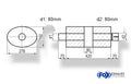 Fox Uni-Schalldämpfer oval mit Kammer + Stutzen - Abw. 754 278x192mm, d1Ø 80mm (außen), d2Ø 80mm (innen), Länge: 420mm