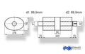 Fox Uni-Schalldämpfer oval mit Kammer + Stutzen - Abw. 754 278x192mm, d1Ø 88,9mm (außen), d2Ø 88,9mm (innen), Länge: 420mm