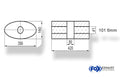 Fox Uni-Schalldämpfer oval ohne Stutzen mit Kammer - Abw. 818 356x160mm, d1Ø 101,6mm, Länge: 420mm