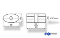 Fox Uni-Schalldämpfer oval ohne Stutzen mit Kammer - Abw. 818 356x160mm, d1Ø 63,5mm, Länge: 420mm
