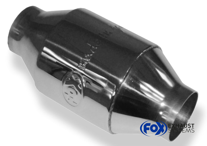 FoxUni-Metallkat - 300 Zellen Länge: 230mm/ Anschluss: 63mm  - poliert mit FOX Made in Germany Prägung (ohne Gutachten (laut StVo nicht zugelassen))