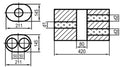 Fox Uni-Schalldämpfer oval zweiflutig mit Kammer - Abw. 585 211x145mm, d1Ø 76mm  d2Ø 63,5mm, Länge: 420mm - Variante 2
