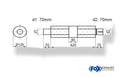 Fox Uni-Schalldämpfer rund mit Kammer + Stutzen - Abw. 390 Ø 125mm, d1Ø 70mm (außen), d2Ø 70mm (innen), Länge: 420mm