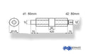 Fox Uni-Schalldämpfer rund mit Kammer + Stutzen - Abw. 390 Ø 125mm, d1Ø 80mm (außen), d2Ø 80mm (innen), Länge: 420mm