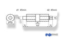 Fox Uni-Schalldämpfer rund mit Kammer + Stutzen - Abw. 466 Ø 150mm, d1Ø 45mm (außen), d2Ø 45mm (innen), Länge: 420mm