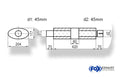 Fox Uni-Schalldämpfer Oval mit Kammer + Stutzen - Abw. 525 204x117mm, d1Ø 45mm (außen), d2Ø 45mm (innen), Länge: 420mm