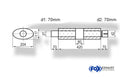 Fox Uni-Schalldämpfer Oval mit Kammer + Stutzen - Abw. 525 204x117mm, d1Ø 70mm (außen), d2Ø 70mm (innen), Länge: 420mm