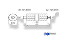 Fox Uni-Schalldämpfer rund mit Kammer + Stutzen - Abw. 556 Ø 176mm, d1Ø 101,6mm (außen), d2Ø 101,6mm (innen), Länge: 420mm