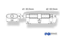 Fox Uni-Schalldämpfer oval mit Kammer + Stutzen - Abw. 558 235x97mm, d1Ø 63,5mm (außen), d2Ø 63,5mm (innen), Länge: 420mm