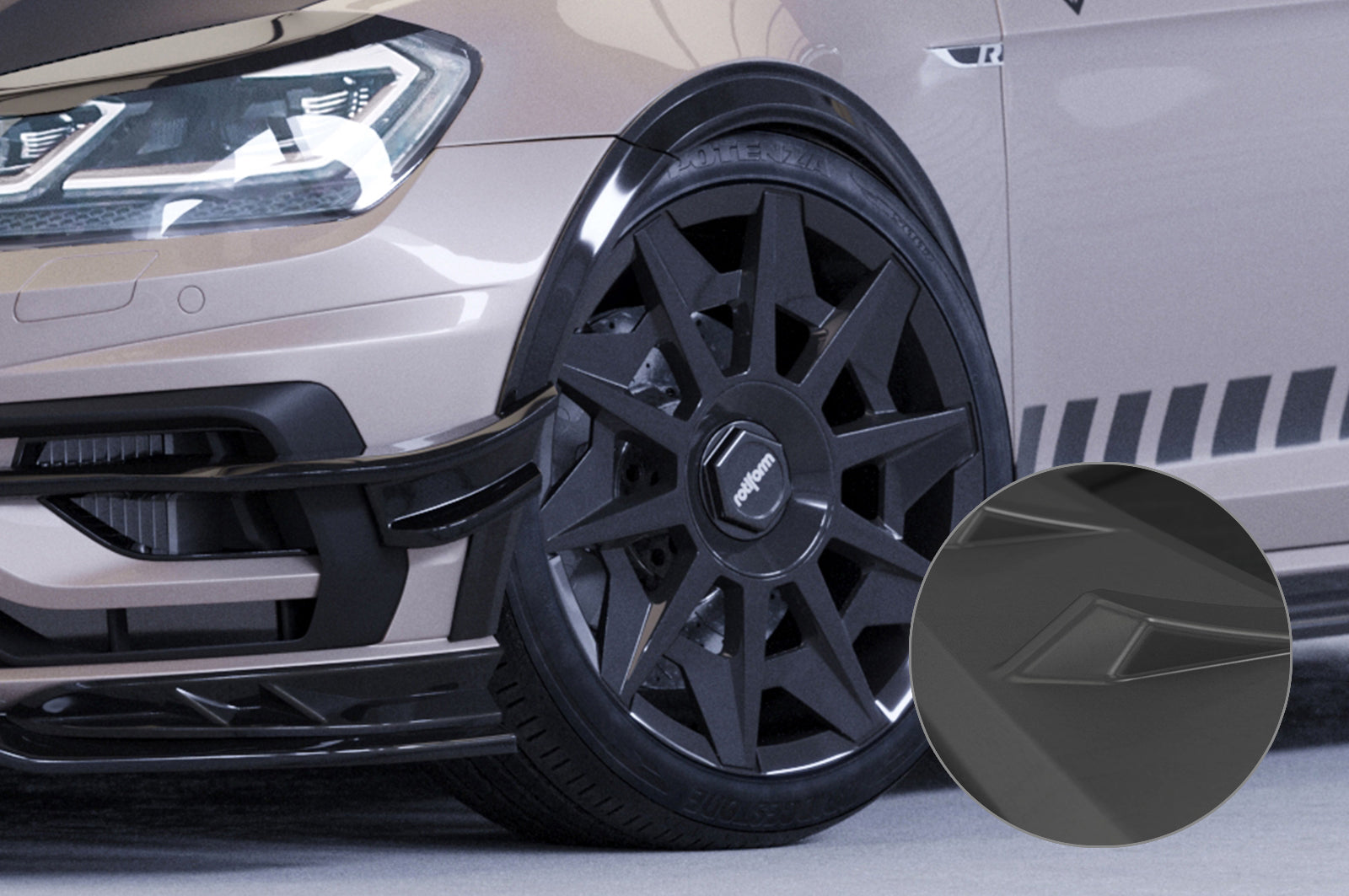 CSR Kotflügelverbreiterung für VW Golf 7 (Typ AU) VB033-L Unlackiert roh (Lackierung erforderlich)