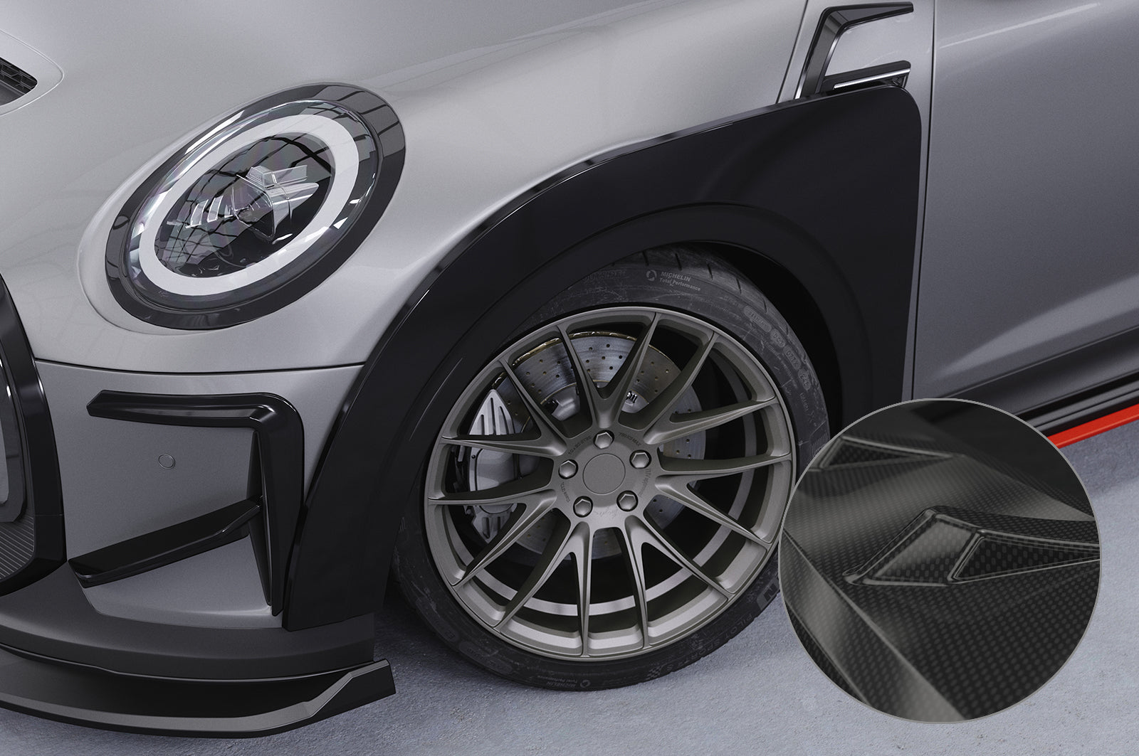 CSR Kotflügelverbreiterung für Mini F56 / F57 VB036-C Carbon Look Hochglanz (keine Lackierung erforderlich)