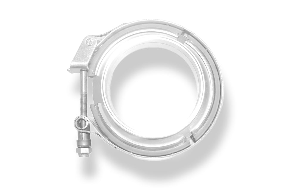 FoxV-Bandschelle Ø127mm - Set Dieses Set besteht aus:2x CNC gedrehte Edelstahl V-Band Flansche (männlich und weiblich) mit Nut für 5" / 127mm Rohre1x V-Band Schelle mit Schnellverschluss aus Edelstahl inkl. Spezialmutter