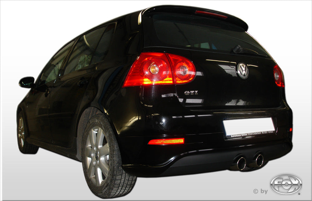 Fox passend fürVW Golf V GTI/ GTD + VW Golf VI GTI inkl. Cabrio Endschalldämpfer Ausgang mittig R32-Design - 2x90 Typ 16 mittig