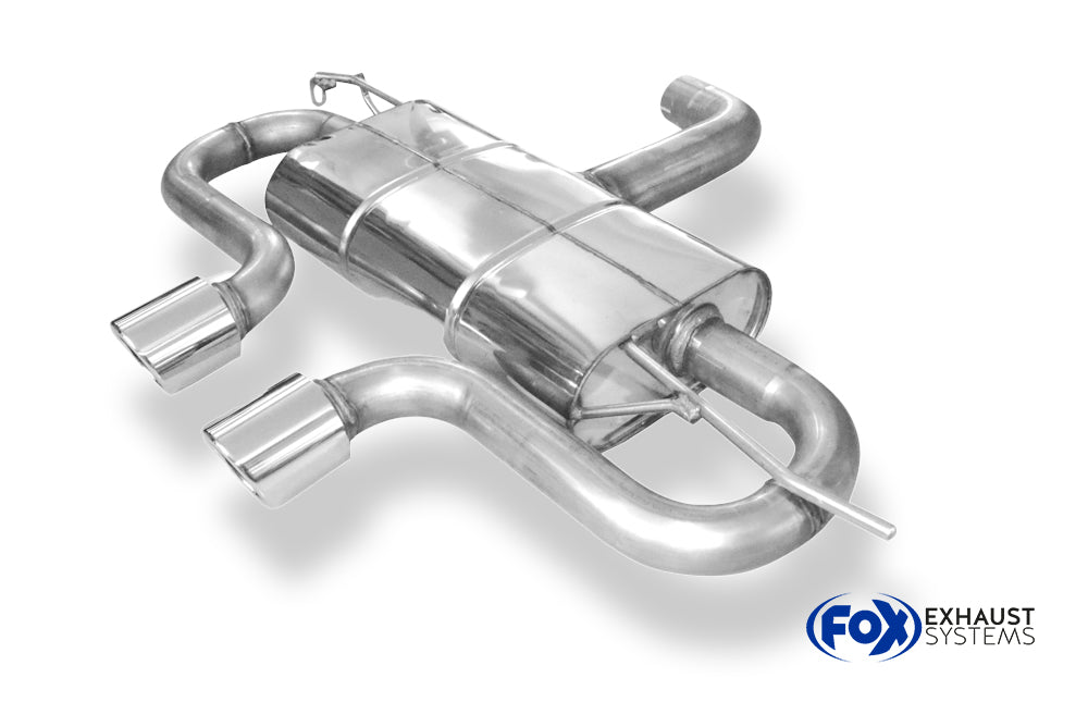 Fox passend fürVW Golf V GTI/ GTD + VW Golf VI GTI inkl. Cabrio Endschalldämpfer Ausgang mittig R32-Design - 2x90 Typ 16 mittig