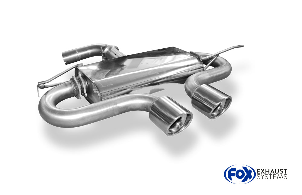 Fox passend fürVW Golf V GTI/ GTD + VW Golf VI GTI inkl. Cabrio Endschalldämpfer Ausgang mittig R32-Design - 2x100 Typ 17 mittig