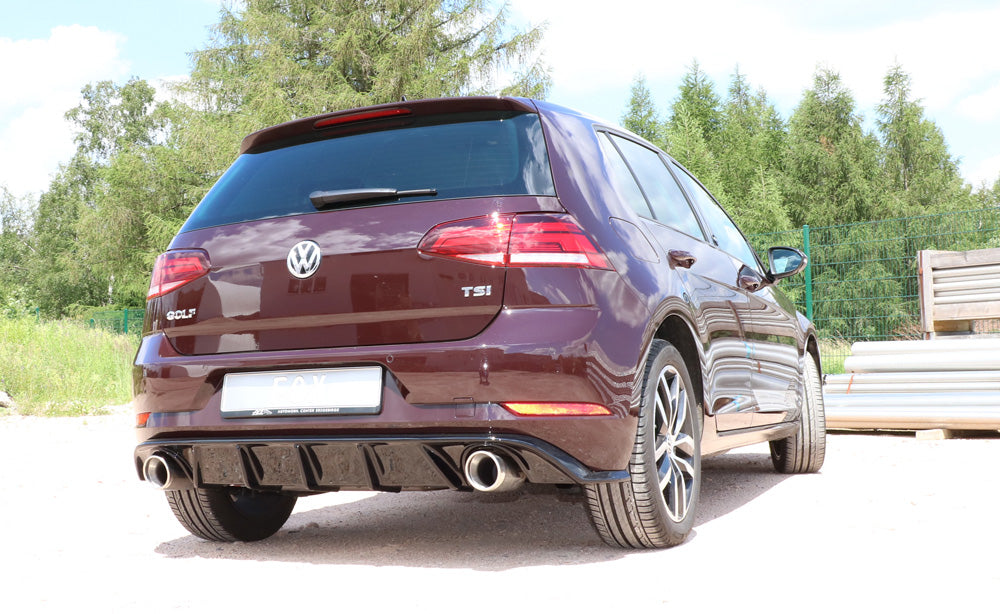Fox passend fürVW Golf VII Facelift starre Hinterachse - Einsatz schwarz Endschalldämpfer rechts/links - 1x100 Typ 16 rechts/links inkl. Heckeinsatz schwarz lackiert