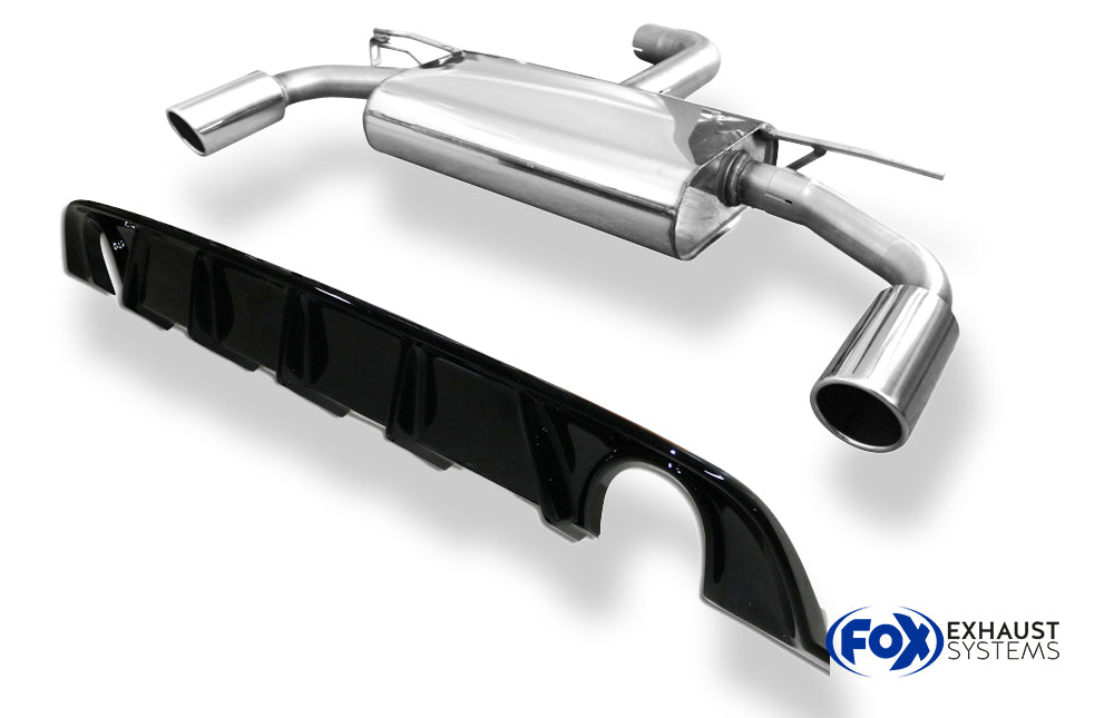Fox passend fürVW Golf VII Facelift Einzelradaufhängung - Einsatz schwarz Endschalldämpfer rechts/links - 1x100 Typ 16 rechts/links inkl. Heckeinsatz schwarz lackiert