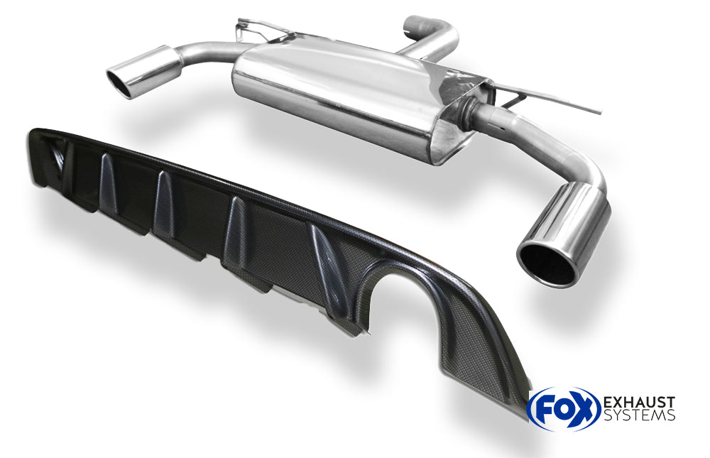 Fox passend fürVW Golf VII Facelift starre Hinterachse - Einsatz carbon Endschalldämpfer rechts/links - 1x100 Typ 16 rechts/links inkl. Heckeinsatz Carbon-Look