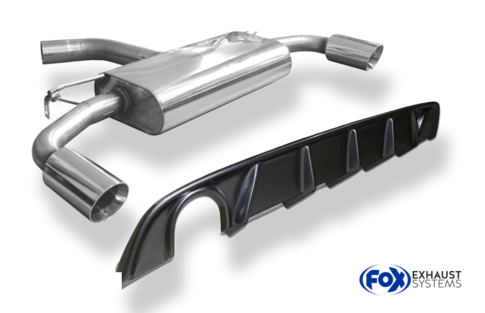 Fox passend fürVW Golf VII Facelift Einzelradaufhängung - Einsatz carbon Endschalldämpfer rechts/links - 1x100 Typ 25 rechts/links inkl. Heckeinsatz Carbon-Look
