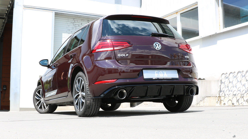 Fox passend für VW Golf VII Facelift Einzelradaufhängung - Einsatz schwarz Endschalldämpfer rechts/links - 1x114 Typ 25 rechts/links inkl. Heckeinsatz schwarz lackiert