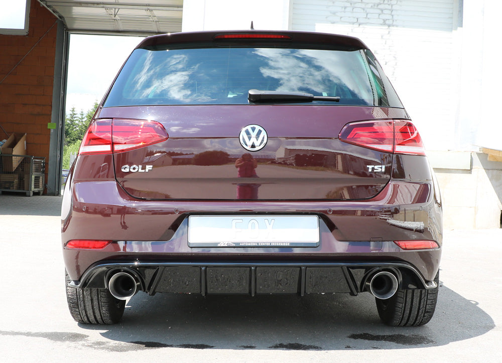 Fox passend fürVW Golf VII Facelift starre Hinterachse - Einsatz schwarz Endschalldämpfer rechts/links - 1x114 Typ 25 rechts/links inkl. Heckeinsatz schwarz lackiert