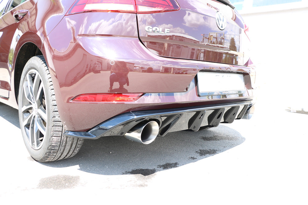 Fox passend fürVW Golf VII Facelift Einzelradaufhängung - Einsatz schwarz Endschalldämpfer rechts/links - 1x114 Typ 25 rechts/links inkl. Heckeinsatz schwarz lackiert