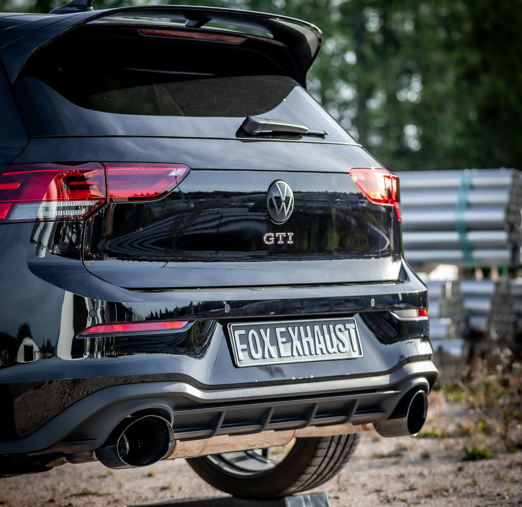 Fox passend für VW Golf 8 GTI End- und Vorschalldämpfer Ausgang rechts/links 80mm - 1x160x130mm Typ 38 rechts/links schwarz keramikbeschichtet