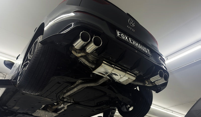 Fox passend für VW Golf 8 GTD Endschalldämpfer Ausgang rechts/links inklusive Verbindungsrohr - 2x100 Typ 16x rechts/links (das X steht für den besonderen Einsatz im Endrohr)