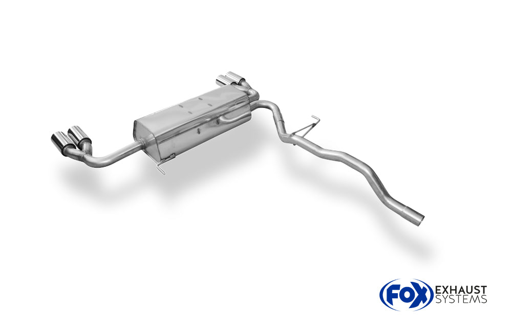 Fox passend fürVW Bus T4 Syncro Endschalldämpfer quer Ausgang rechts/links inkl. Verbindungsrohr mit Halter - 2x76 Typ 13 rechts/links