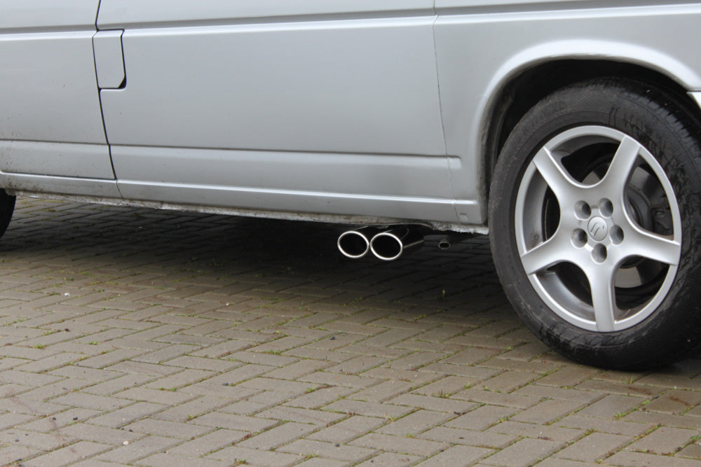 Fox passend fürVW T4 - 2,5l TDI Sidepipe bestehend aus End- und Vorschalldämpfer mit Ausgang an der Fahrerseite - 2x106x71 Typ 38