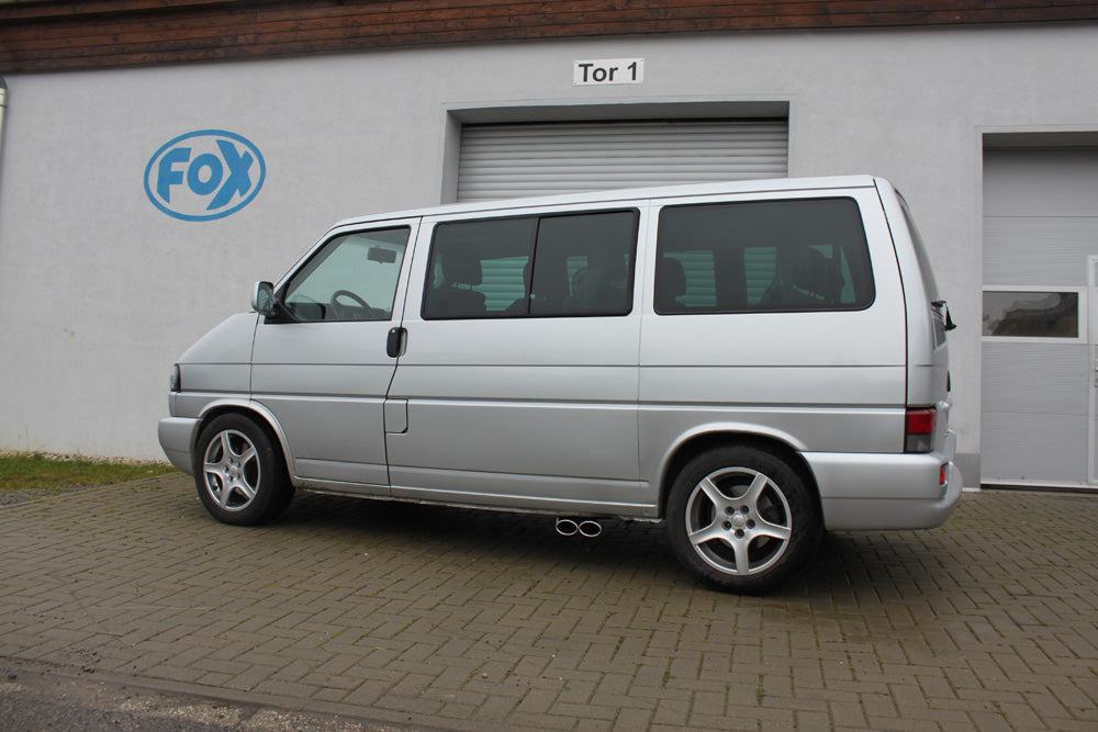 Fox passend für VW T4 - 2,5l TDI Sidepipe bestehend aus End- und Vorschalldämpfer mit Ausgang an der Fahrerseite - 2x106x71 Typ 38