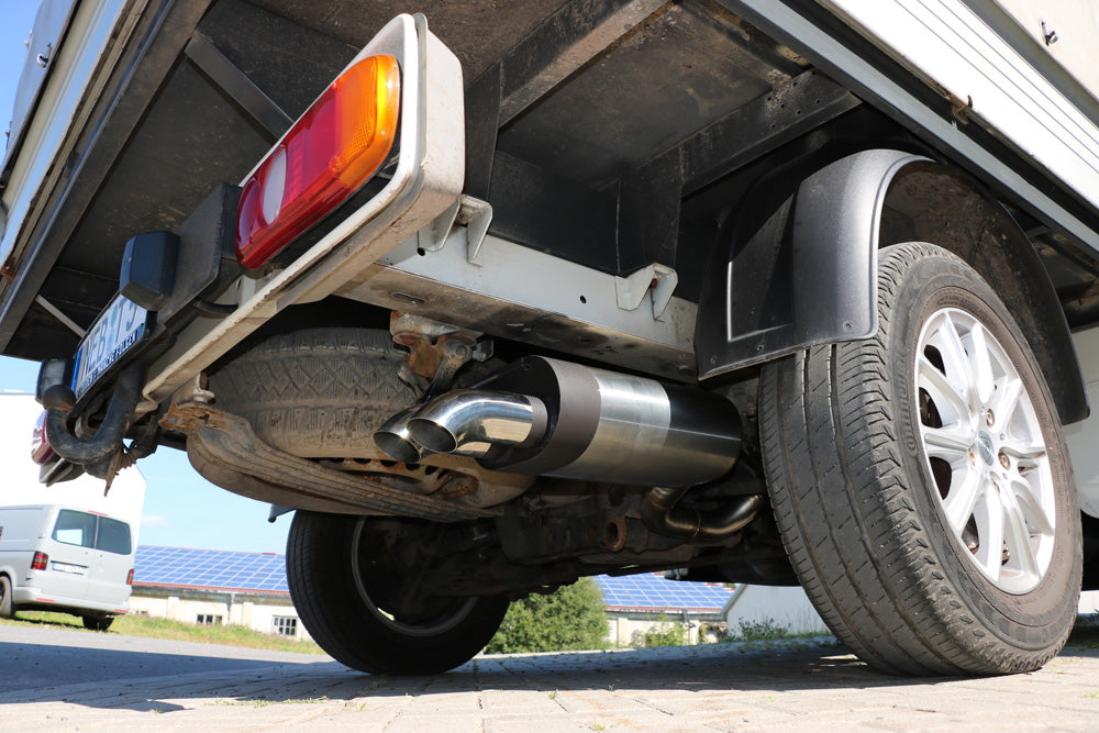 Fox passend fürVW Bus T5 Pritsche 4x4 Doppelkabine Endschalldämpfer - 2x63 Typ 28