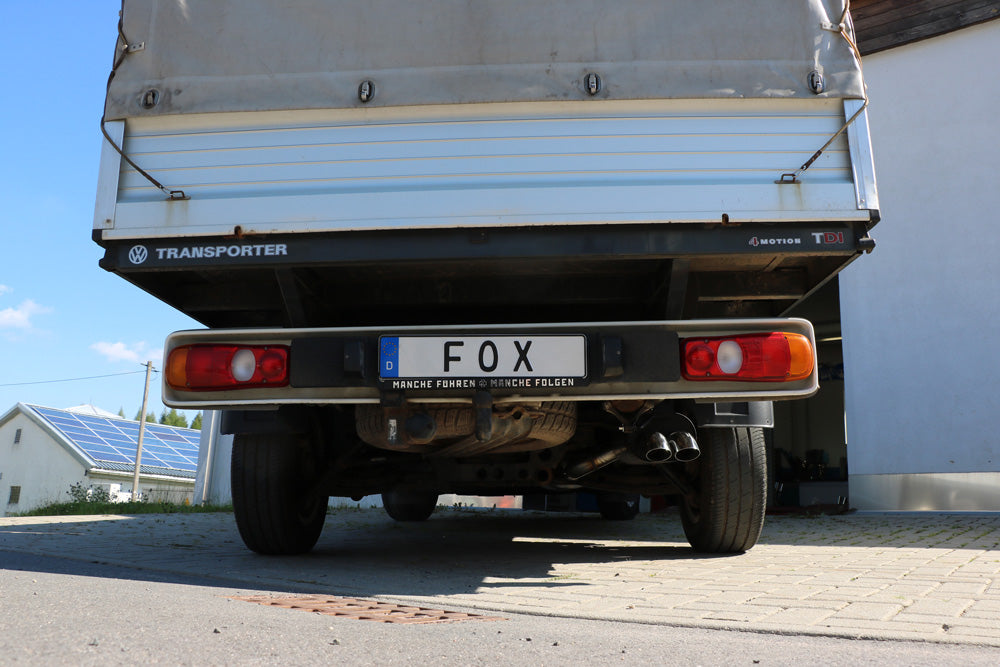 Fox passend fürVW Bus T5 Pritsche 4x4 Doppelkabine Endschalldämpfer - 2x63 Typ 28