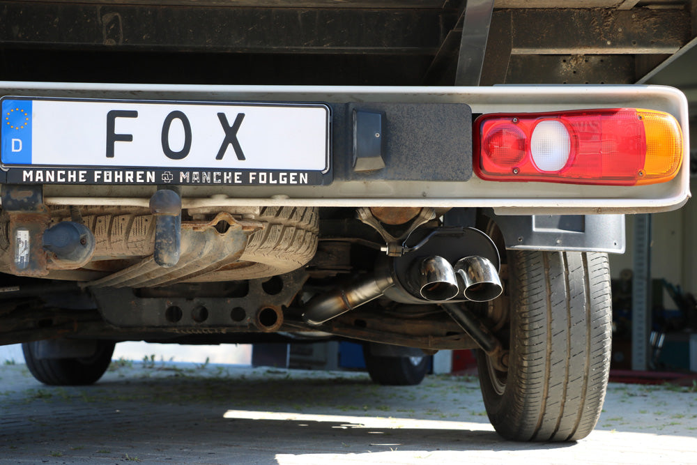 Fox passend fürVW Bus T5 Pritsche 4x4 Doppelkabine Endschalldämpfer - 2x63 Typ 28