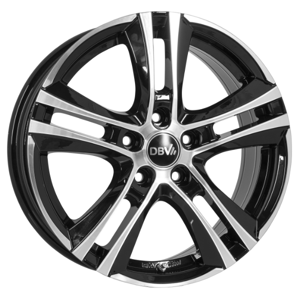 DBV Alufelge Andorra II schwarz glänzend, front poliert 8x19 ET45 5x112 Nabe 70.1 KBA 53978