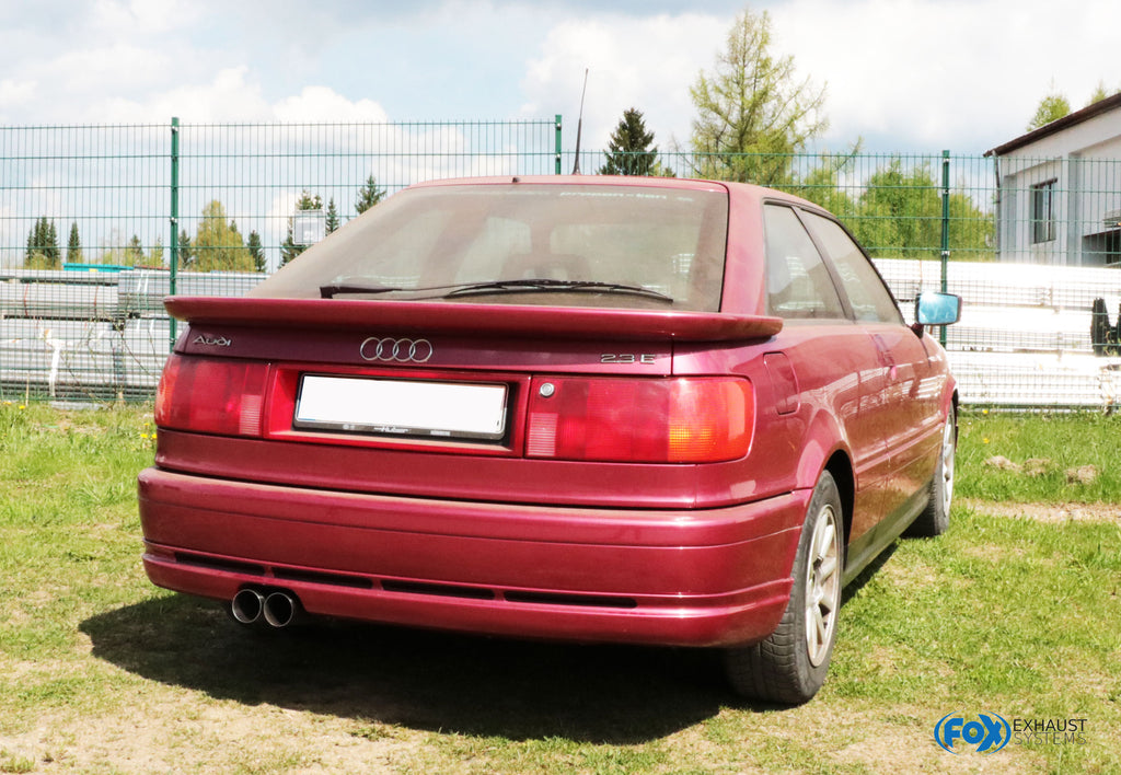 Fox passend fürAudi 80/90 - Typ 89, B3 Limousine/ Coupe/ 80 B4 - Cabrio Endschalldämpfer für Modelle mit Sonderstoßstange (siehe Bild) - 2x76 Typ 10