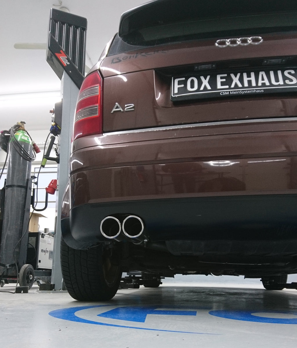 Fox passend fürAudi A2 - 1,4l - 34l Tank Endschalldämpfer - 2x80 Typ 16