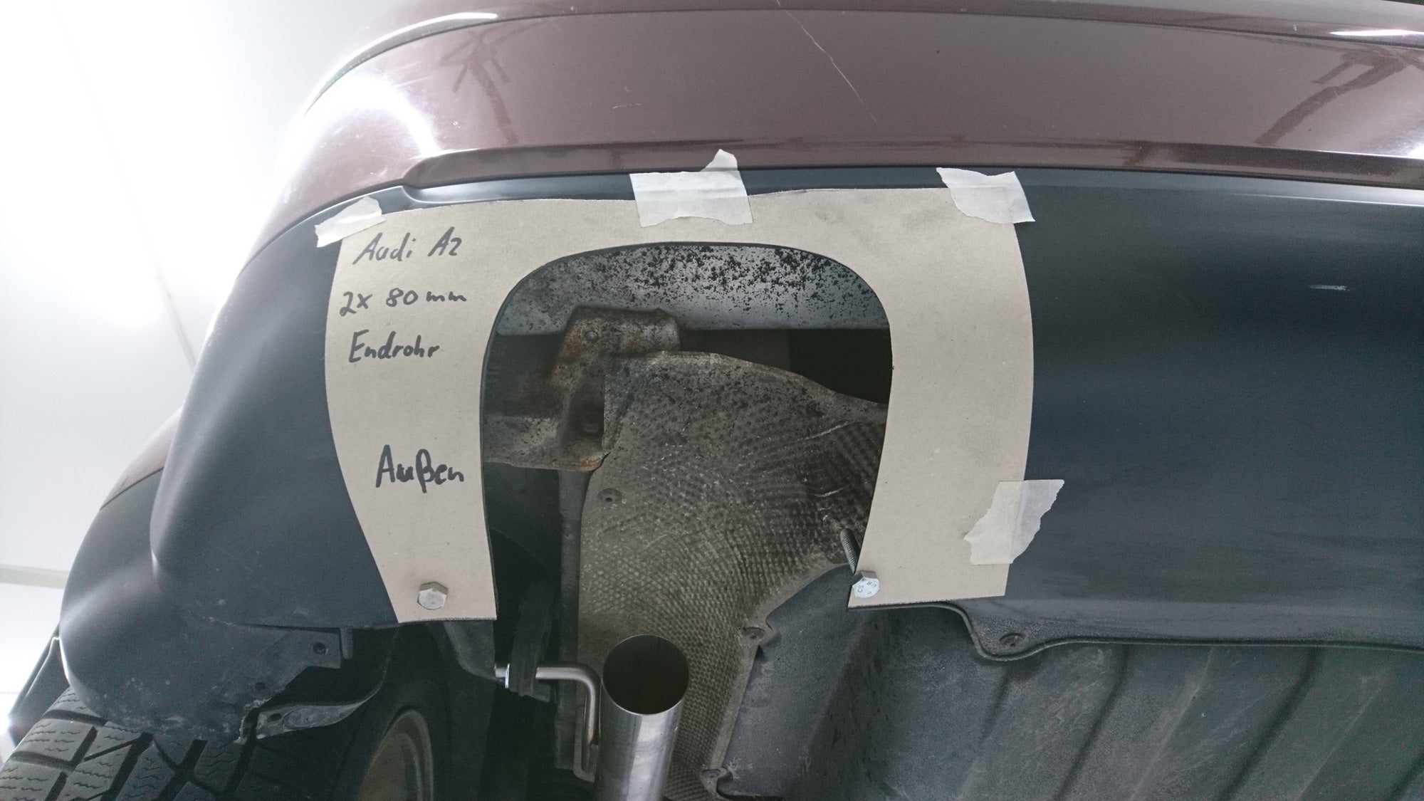 Fox passend fürAudi A2 - 1,4l - 34l Tank Endschalldämpfer - 2x80 Typ 16