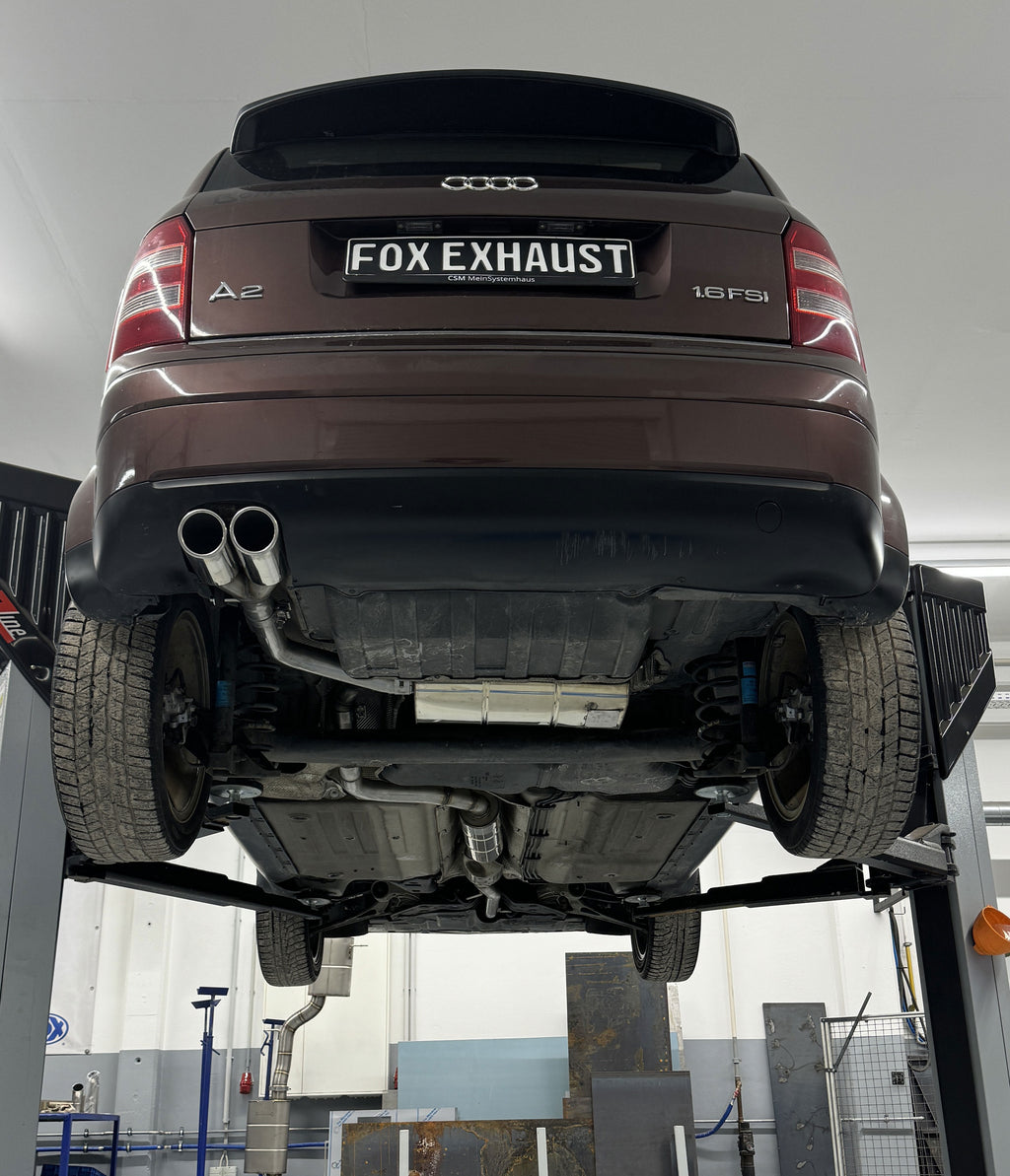Fox passend fürAudi A2 - 1,4l - 34l Tank Endschalldämpfer - 2x80 Typ 16