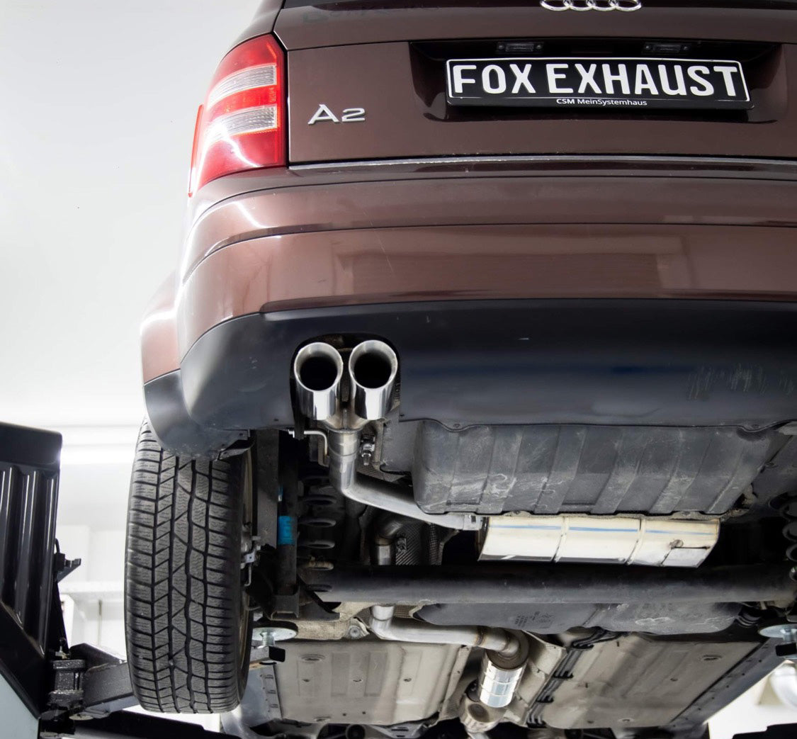 Fox passend fürAudi A2 - 1,4l - 34l Tank Halbanlage ab Kat - 2x76 Typ 25 (Bestehend aus End- und Vorschalldämpfer mit Endrohr)