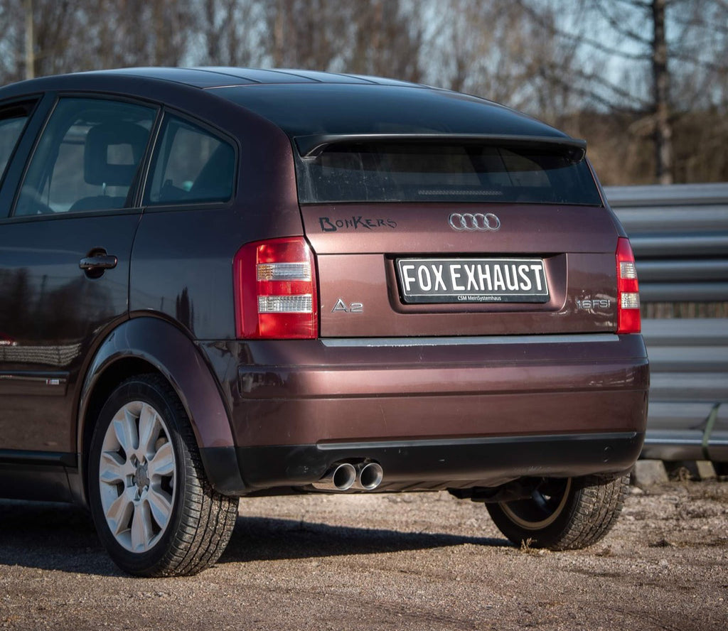Fox passend für Audi A2 - 1,6l + 1,4l 42l Tank Endschalldämpfer - 2x76 Typ 25