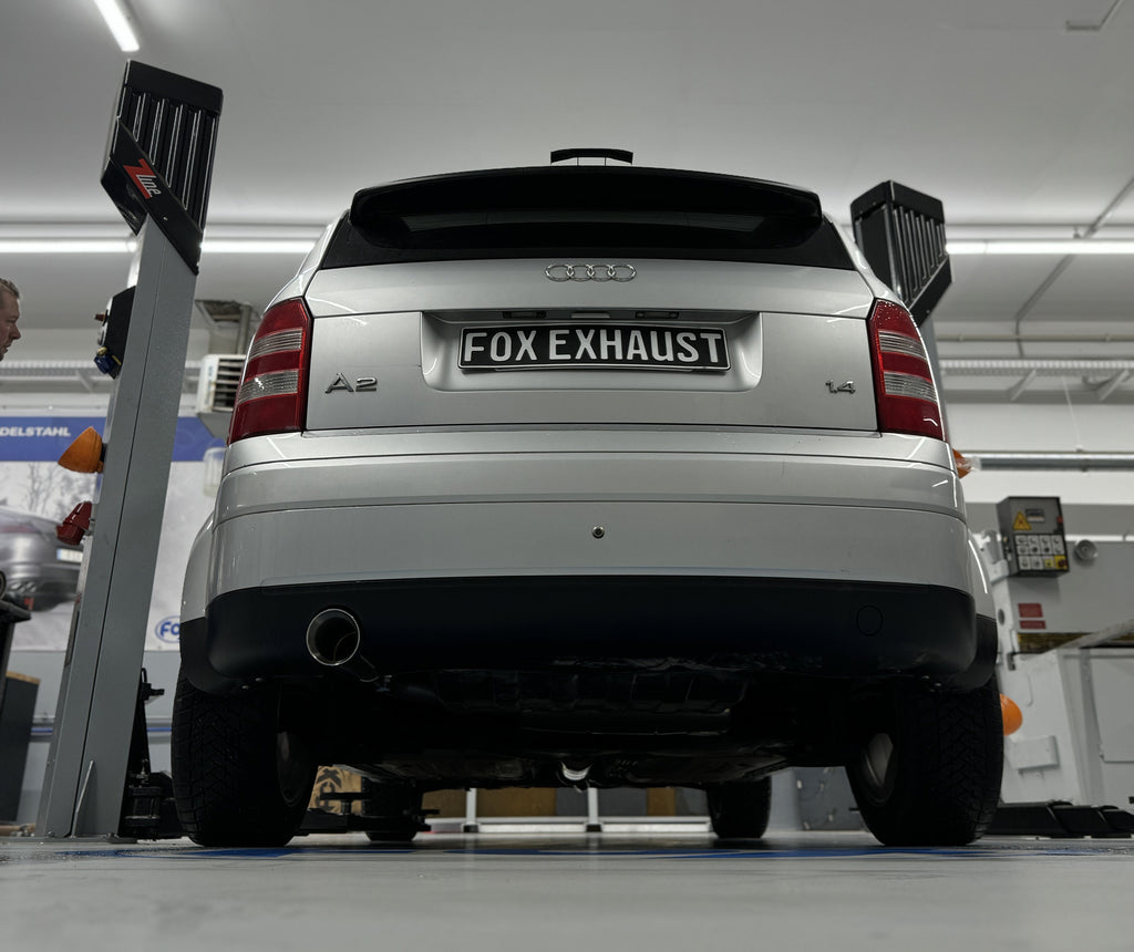 Fox passend für Audi A2 - 1,6l + 1,4l 42l Tank Endschalldämpfer - 1x90 Typ 25