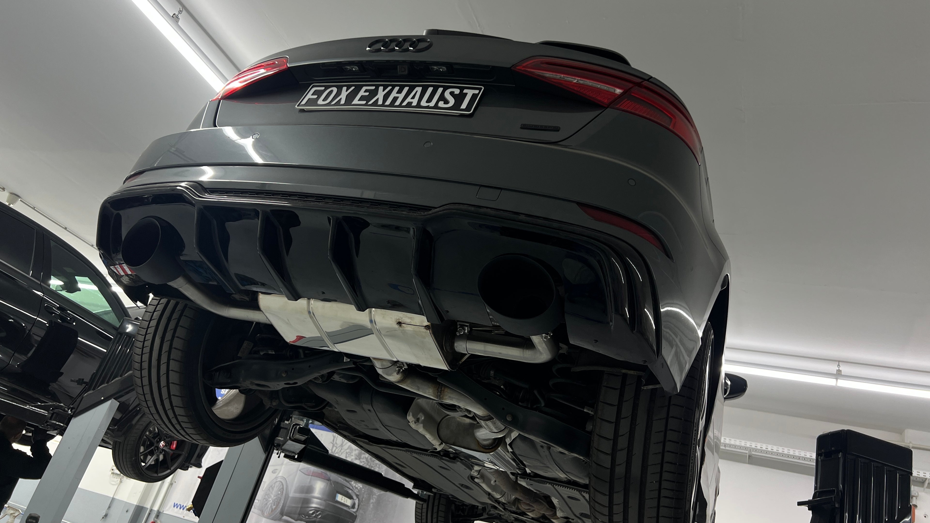 Fox passend für Audi A3 - 8V Sportback quattro Facelift Endschalldämpfer Ausgang rechts/links - 160x130 Typ 38 rechts/links schwarz