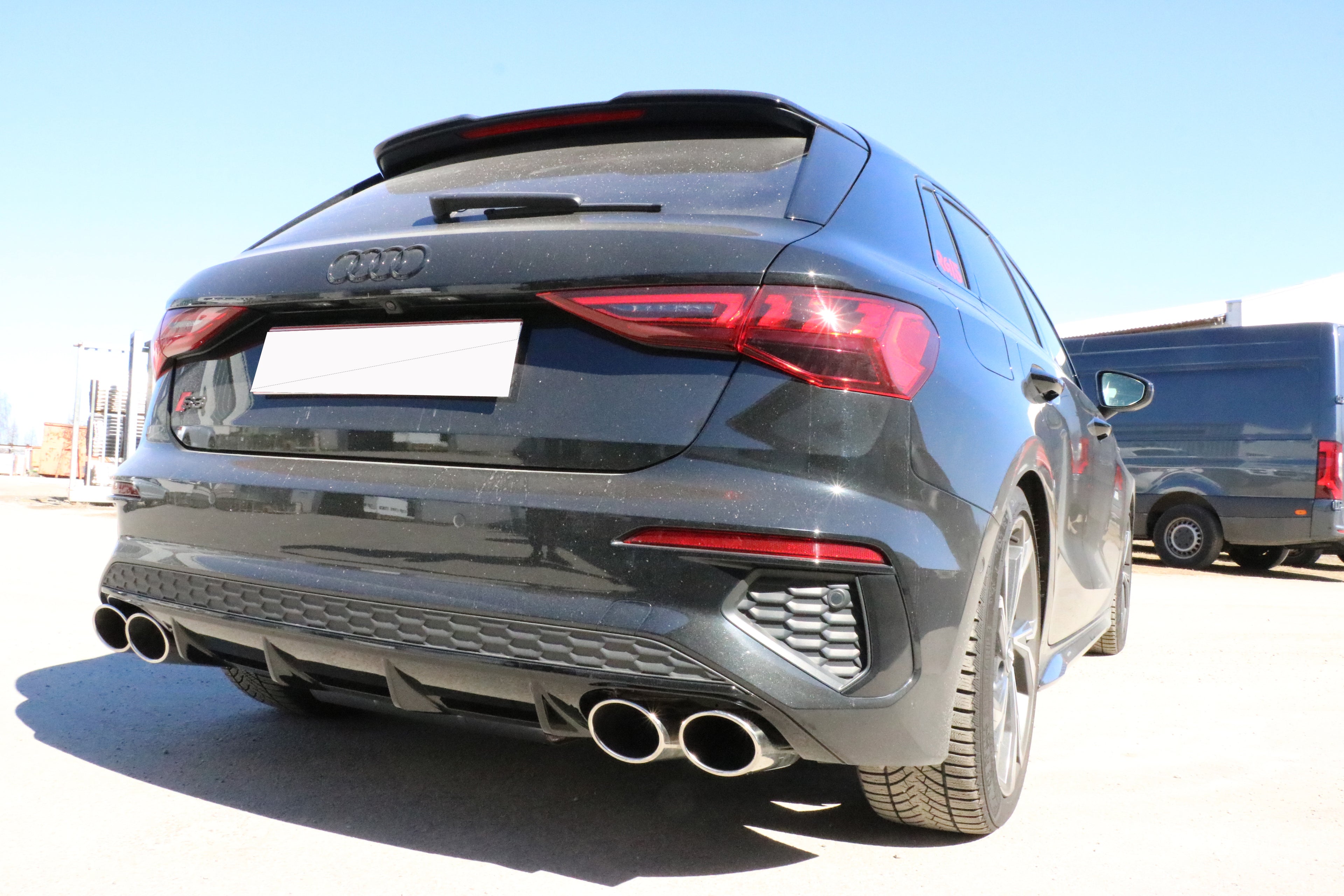 Fox passend für Audi A3 - GY Sportback Endschalldämpfer Ausgang rechts/links - 2x115x85 Typ 32 rechts/links passend für S3 Stoßstange